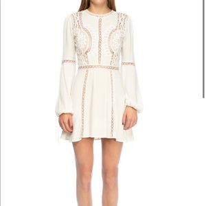 For Love And Lemons White Long Sleeve Mini Dress